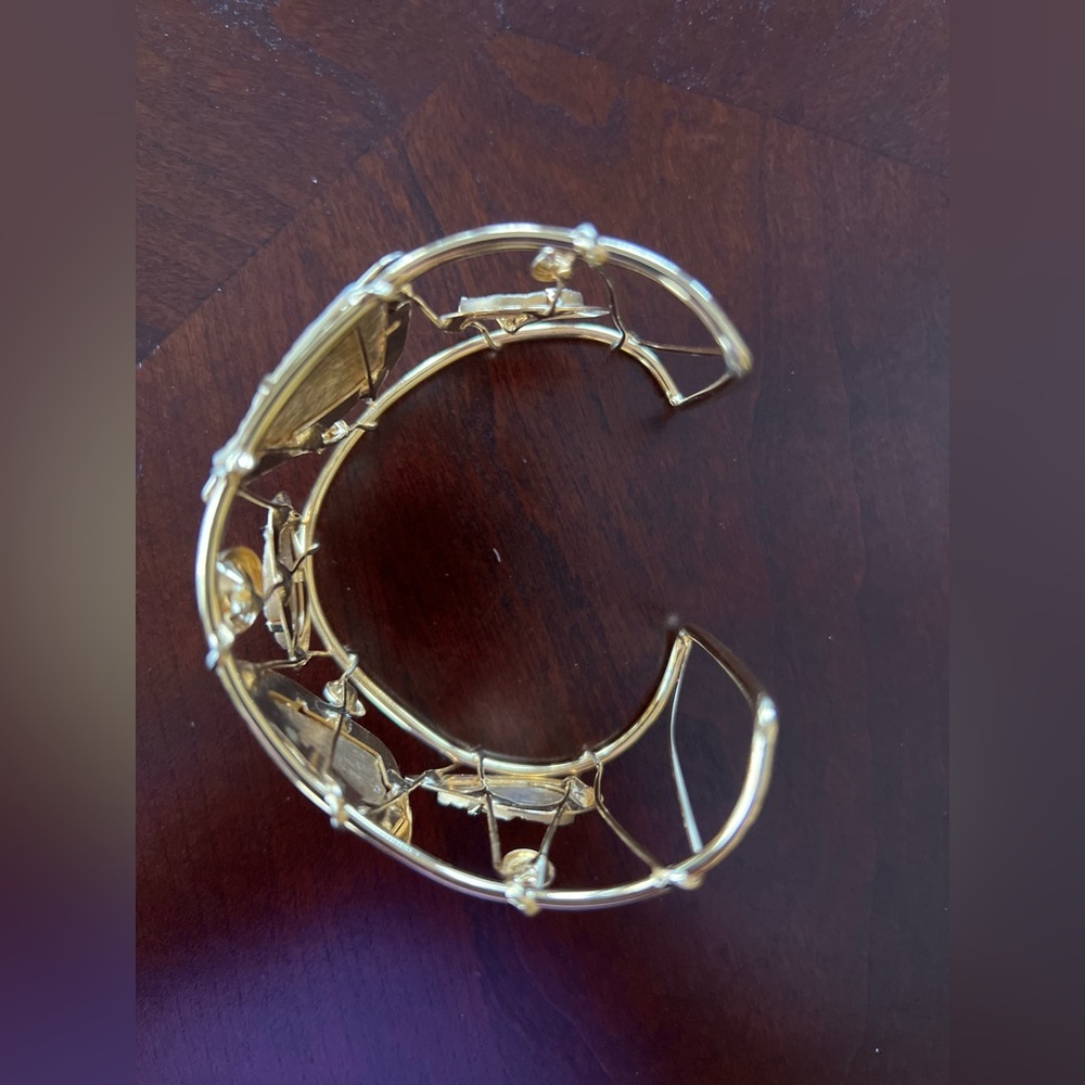Bracelet Cuff Golden with Rhinestones One Size - Picture 10 of 12